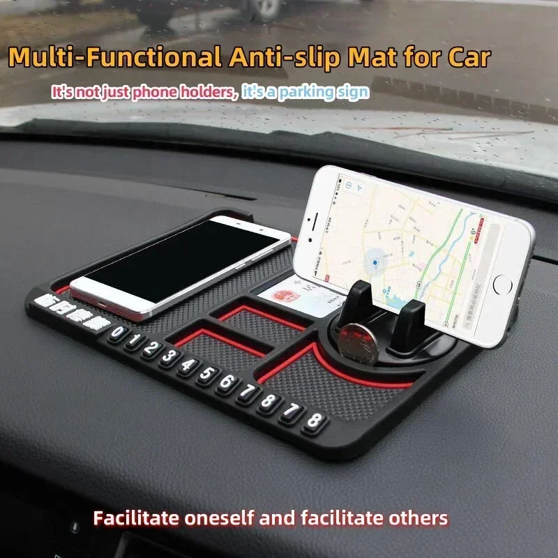 Multi-Functional Car Anti Slip Mat Phone Holder Non Sticky Anti SlidePhone Mount Silicone Temporary Parking Number Card
