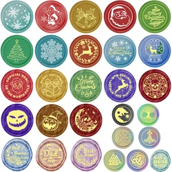 25mm Wax Seal Stamps Santa Claus Bell Snowflake Pumpkin Ghost Wishes Stamper for DIY Christmas Halloween Invitation Envelope