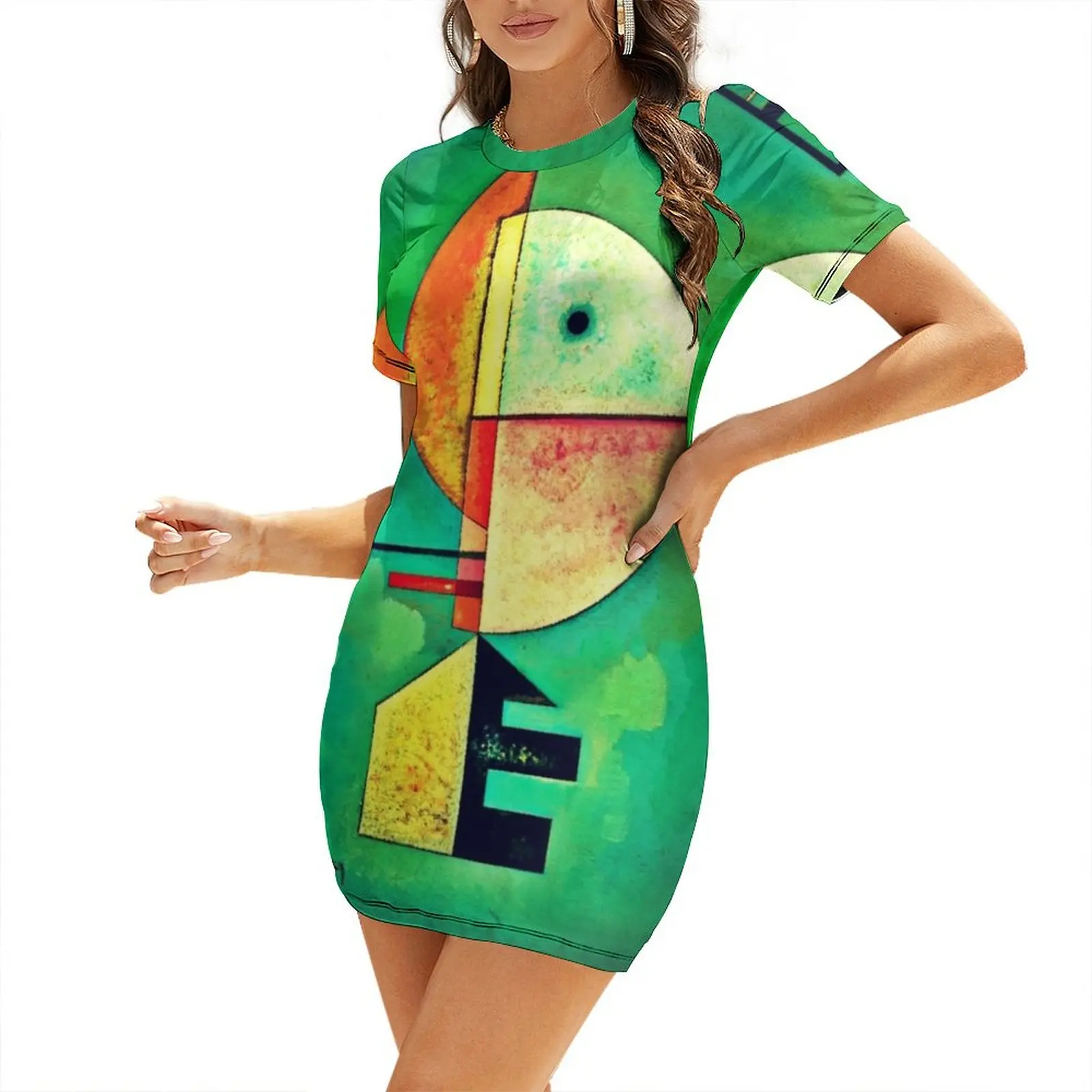 Upward by Vasily kandinsky Kandinsky's Abstract Art Short Sleeved Dress Women's summer dresses Female dress Dress