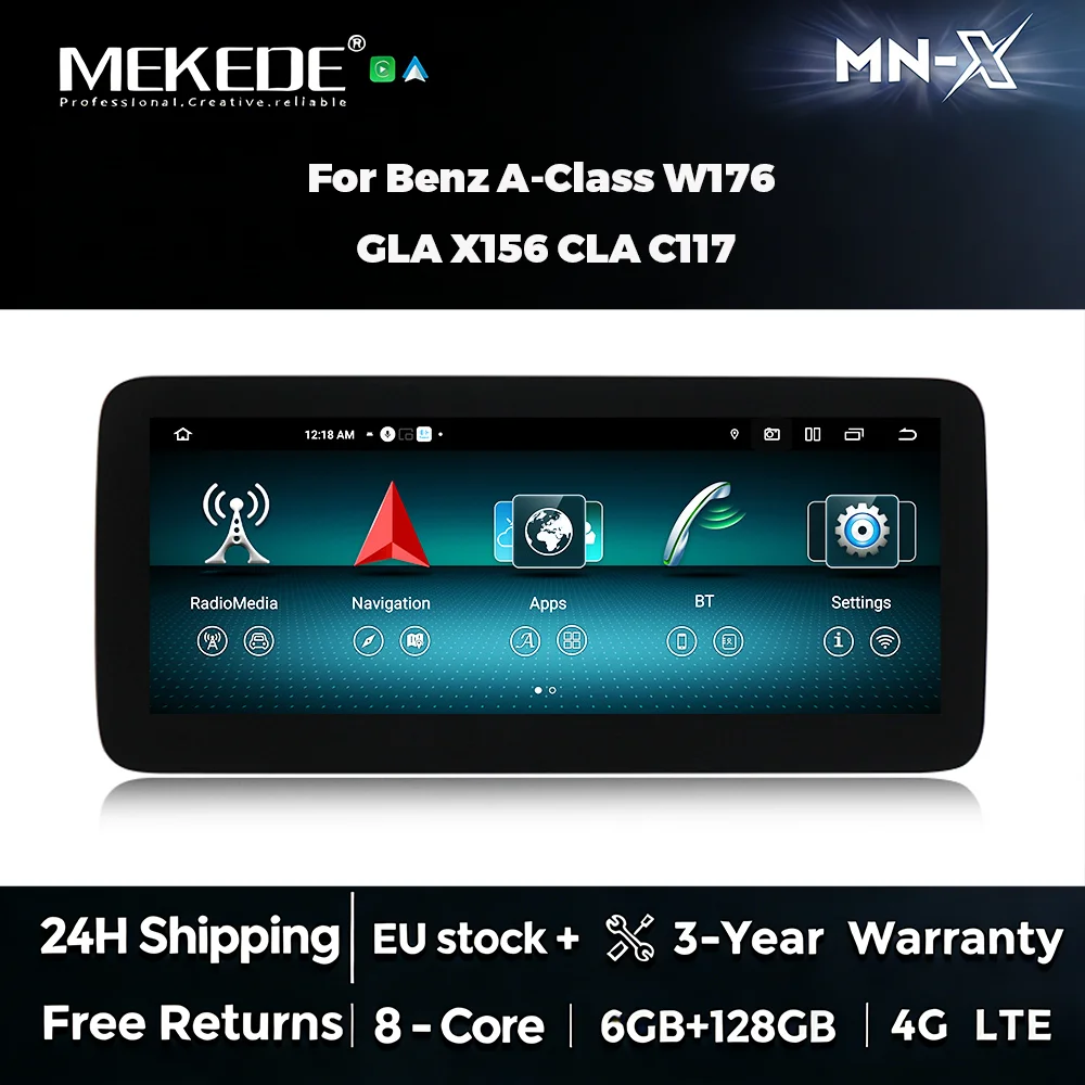 MEKEDE Sistema Smart per Auto Android 15 da 10,25" per Mercedes Benz Classe A W176 GLA X156 CLA C117 con CarPlay Wireless, Android Auto, Lettore Multimediale Video, Navigazione GPS, WiFi 5G, BT