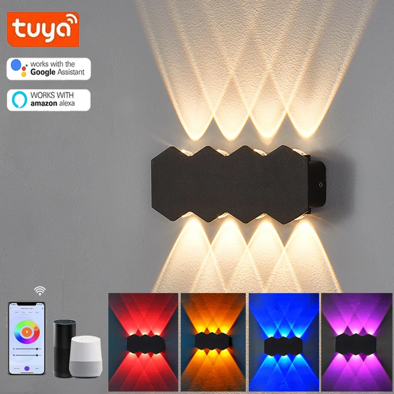 Tuya Smart LED Wall Lamp WIFI  Outdoor RGBCW Waterproof Garden Porch Light Atmosphere Decoration Light Work With Alexa Google