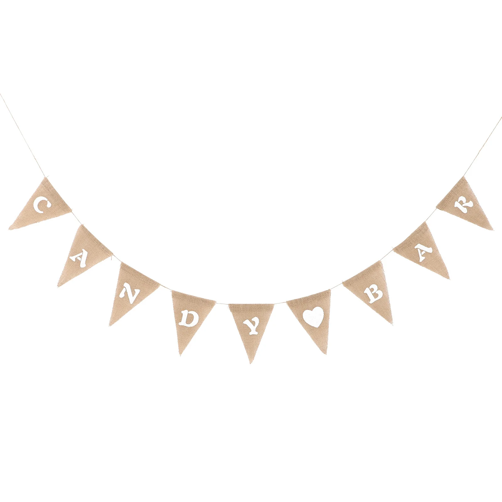 

9Pcs Burlap Candy Bar Party Banner Wedding Decoration Bunting Brown Flags 28M Long Triangle Flag Garland Candy Bar Banner