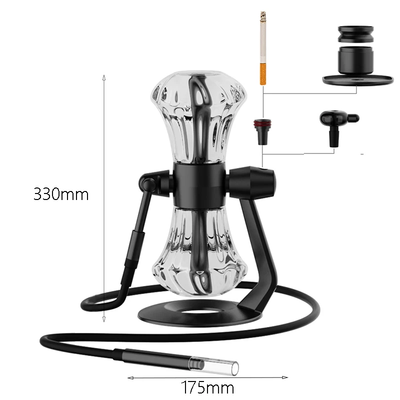 Diamond Gravity Smoking Pipe Hookah Set Tobacco Pipes Grass Shisha Pipa with Glass Cigarette Mouthpiece Smoke Accessory Gifts