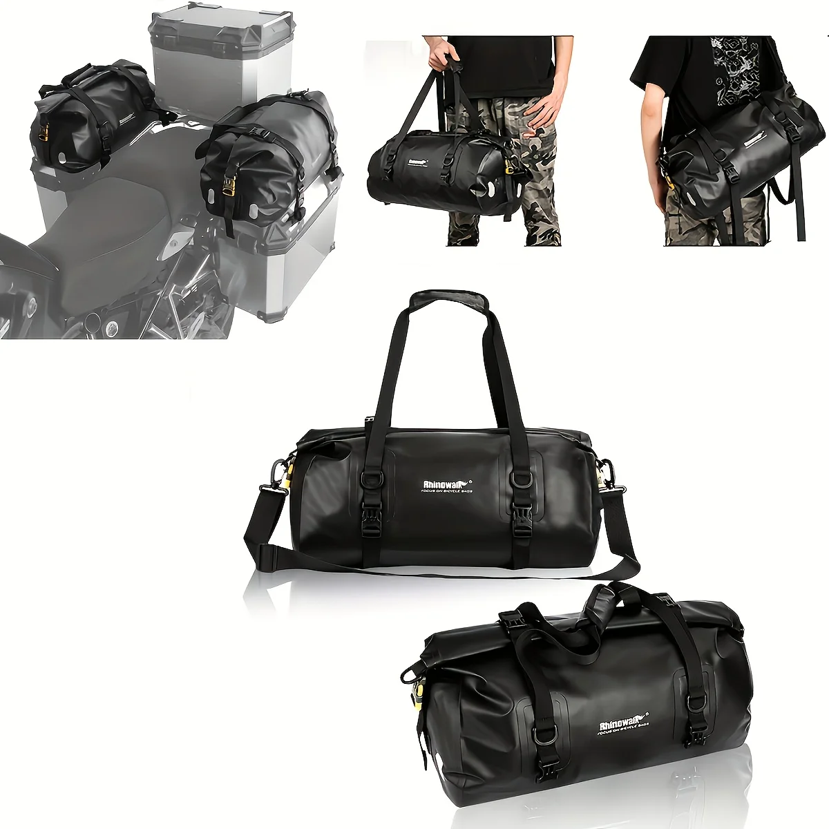 Rhinowalk Bike Rear Seat Bag Waterproof Big Capacity Rear Rack Pannier Shoulder Bags Gym Bag For Mtb Road Bicycle Cycling