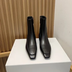 R0W 2023 Winter New Retro Women's Short Boots Minimalist Design Comfort Modification Leg Shape Solid Women's Short Boots