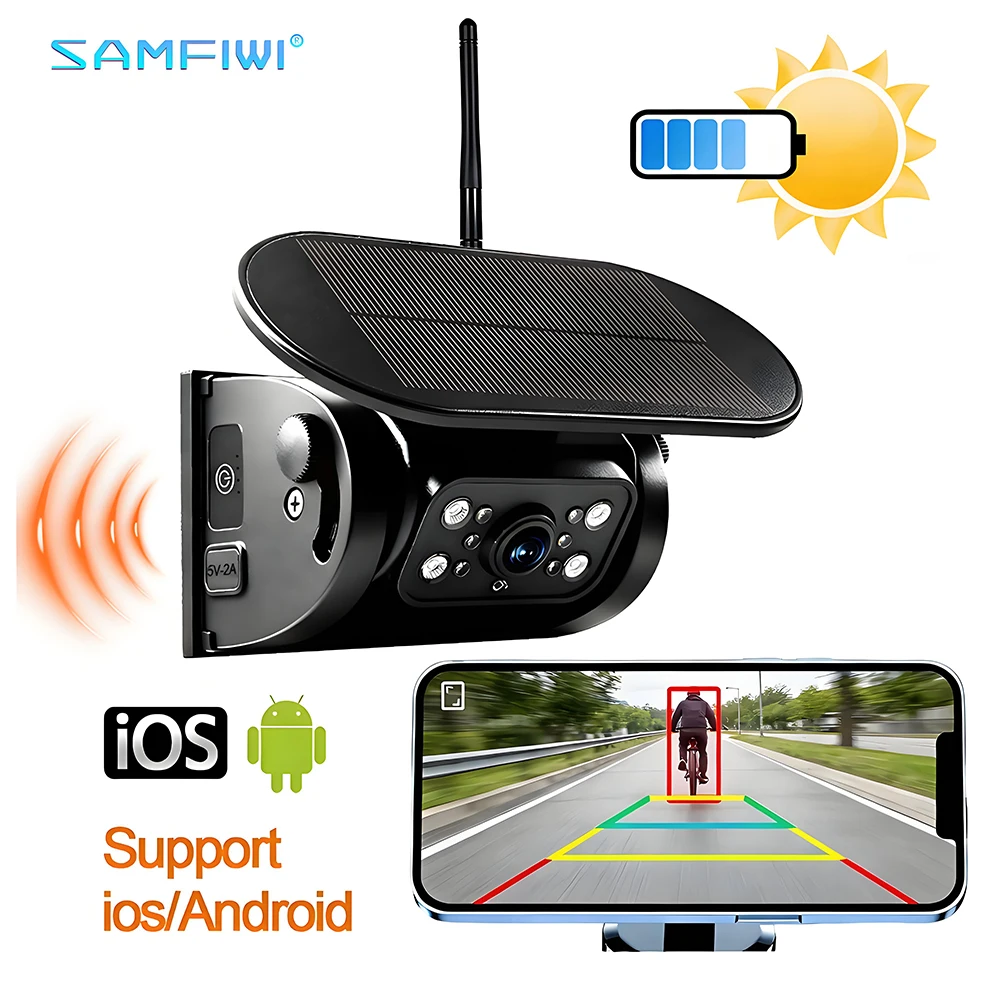 Magnetic Solar WiFi Backup Camera BSD Blind Spot Detection Wireless DVR Recorder for Truck RV Camper Trailer - Reverse View