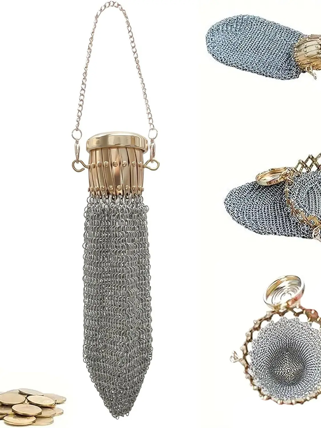 

Ретро серебряная монета, металлическая сетчатая сумка, кошелек Engli, кошелек для монет, функциональная сумка для монет из нержавеющей стали для мужчин и женщин