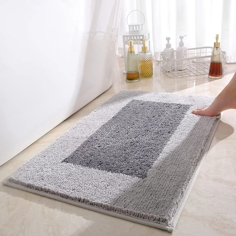 Inyahome Floor Bath Mats for Bathroom Non Slip Indoor Carpet Rugs Cover Machine Wash Plush Mats Bathroom Rug for Bathroom Shower