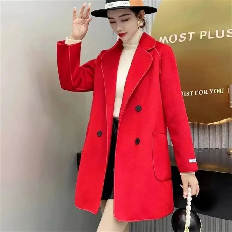 Cappotto di peluche a doppia faccia donna autunno inverno 2023 nuova moda bottoni doppiopetto stile straniero cappotto di lana femminile Outwear