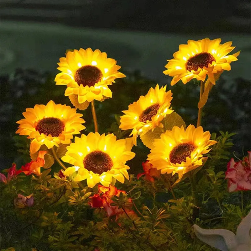 Solar Sunflower Light Outdoor LED Ground Insert Simulated Flower Lawn Lamp For Garden Courtyard Decoration