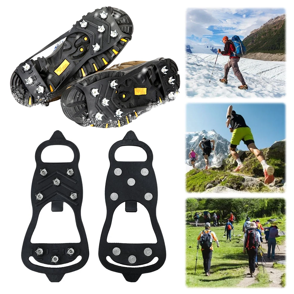 5/8 Teeth Ice Gripper Spike for Shoes Anti Slip Hiking Climbing Snow Spikes Crampons Cleats Chain Claws Grips Boots Cover