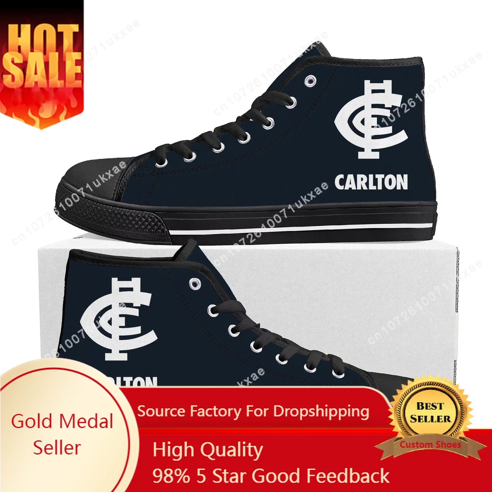 

Carlton Blues Australian Football High Top Sneakers Mens Womens Teenager High Quality Canvas Sneaker Casual Shoe Customize Shoes