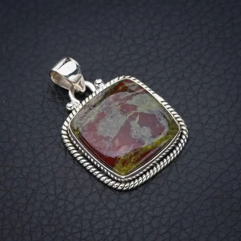 StarGems® Natural Blood Stone Handmade 925 Sterling Silver Pendant 1.25