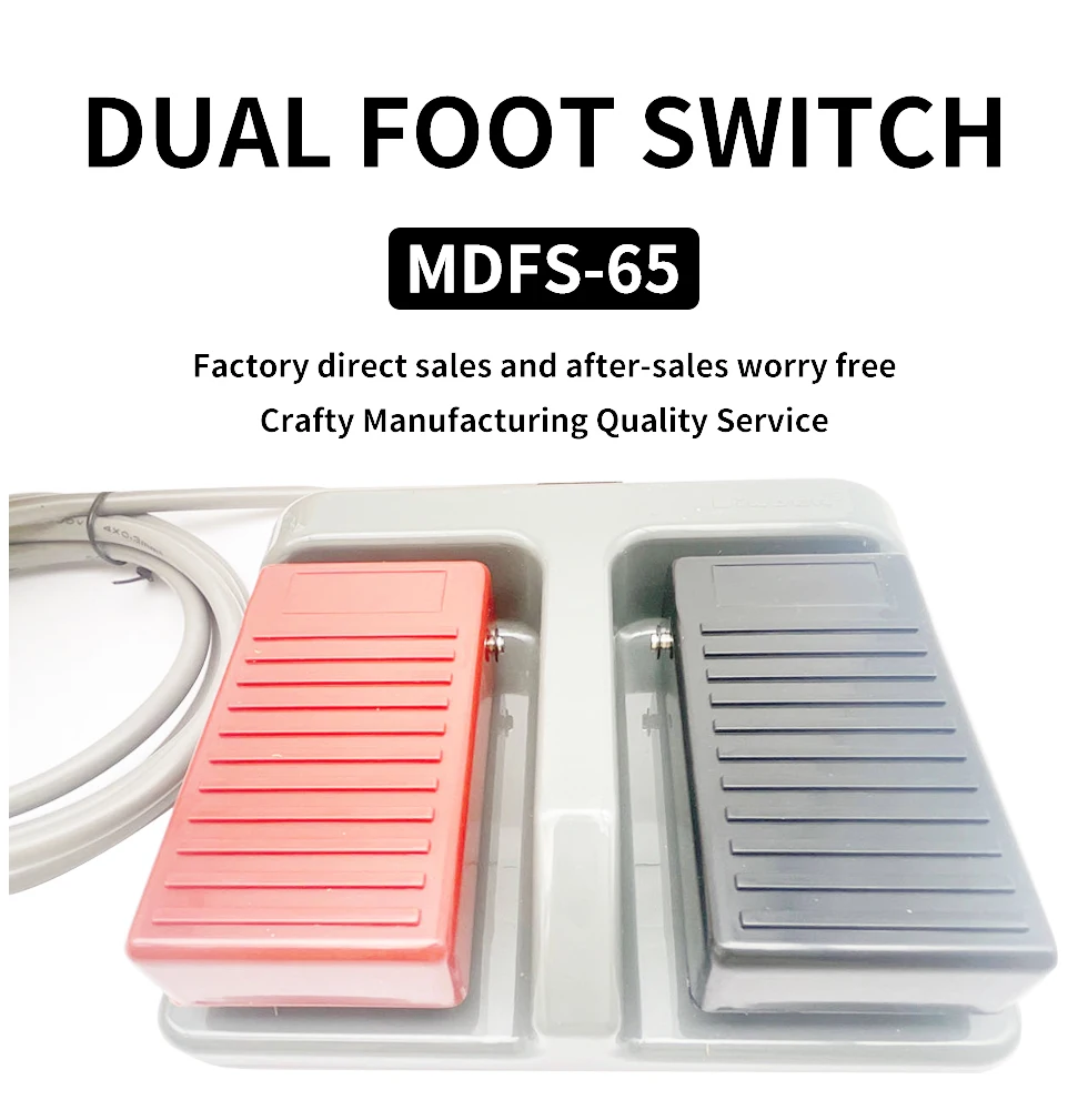 1PCS Momentary plastic double pedal switch MDFS-65 foot pedal control switch with wire 3A/220VAC