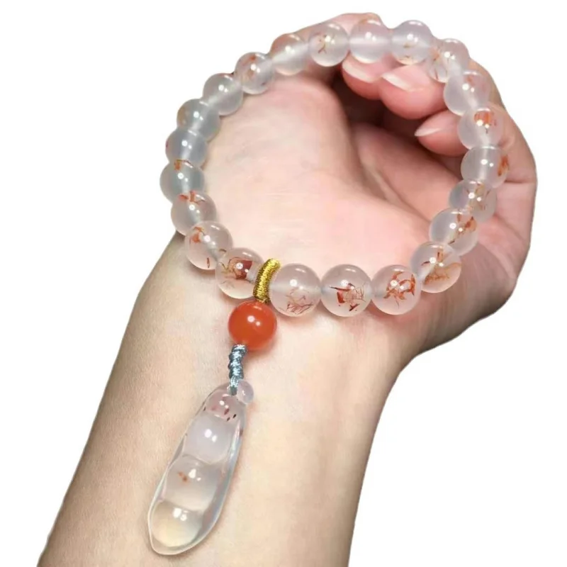 سوار زهرة عشب أحمر مع Fu Dou قلادة صغيرة ، طبيعية ، مادة سيتشوان ، مبيعات مباشرة ، المصنع #5