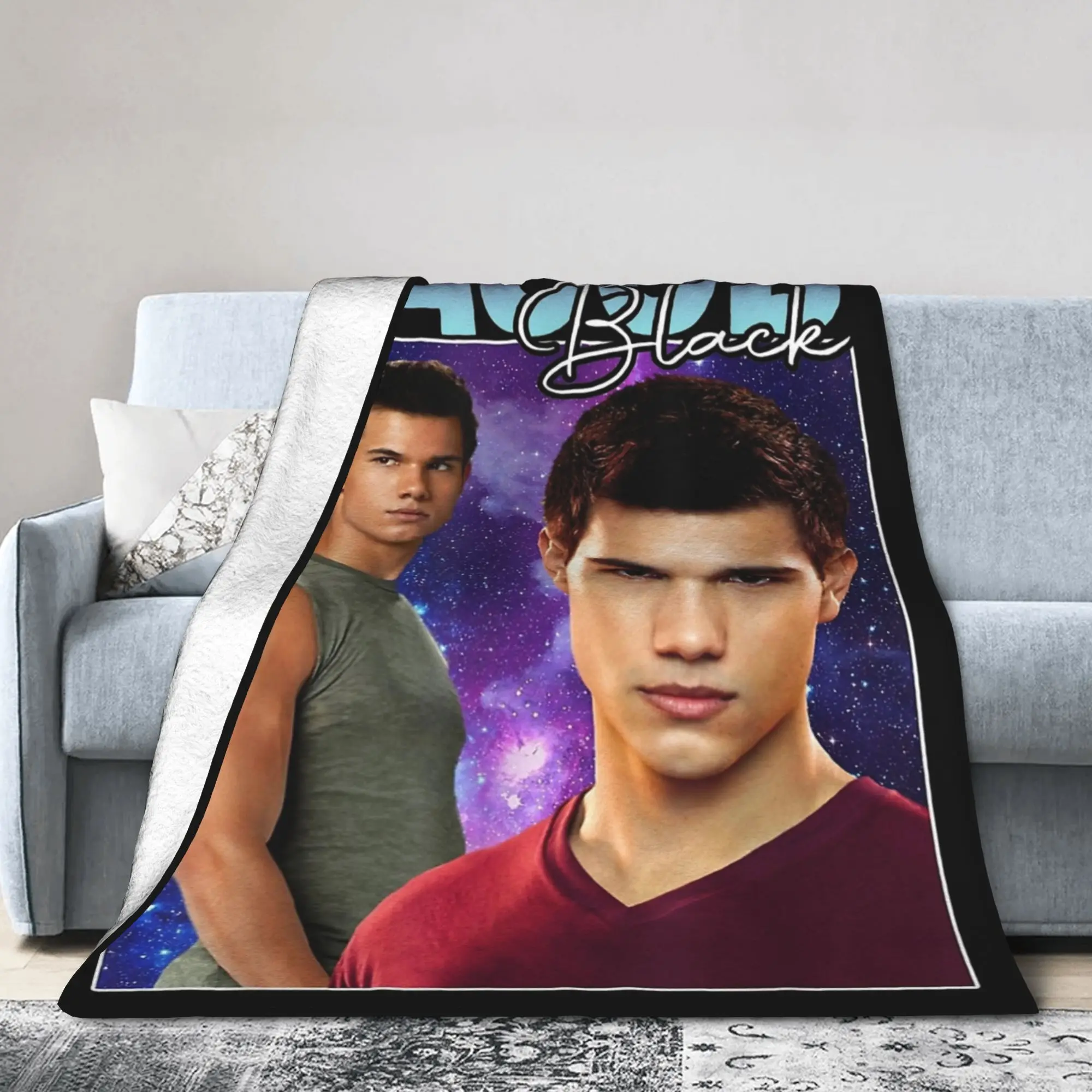 Twilight Jacob Black 90s Blankets Flannel All Season   Multifunction Lightweight Throw Blankets for Sofa Travel Rug Piece