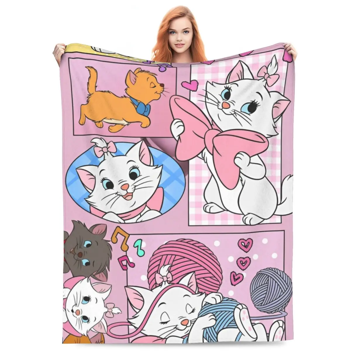 MINISO The Aristocats Marie Cat Blanket Quality Warm Animal Cartoon Throw Blanket Winter Girls Boys Couch Chair Bedspread