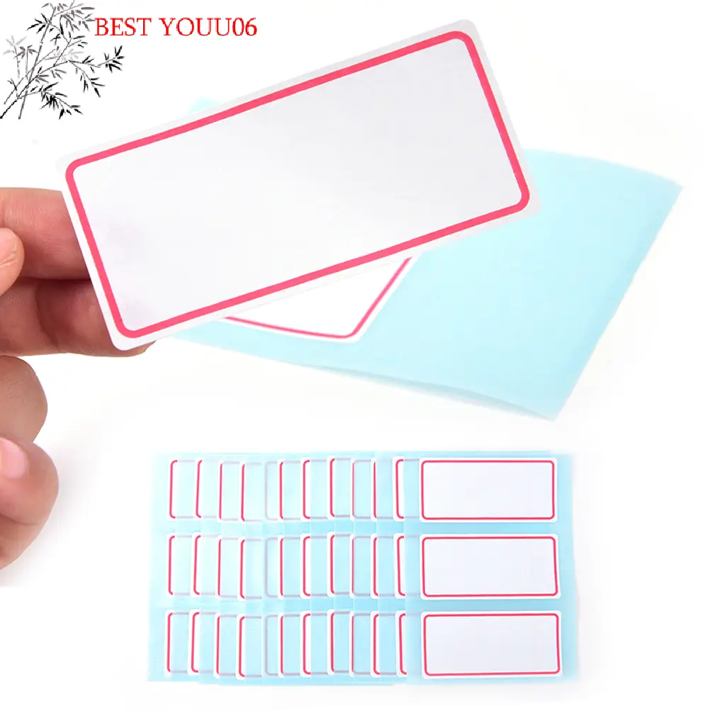 (YOUU06)12장 빈 스티커 34*73mm 자체 접착 라벨 빈 메모 라벨 바 스티커 흰색 쓰기 가능 이름 스티커