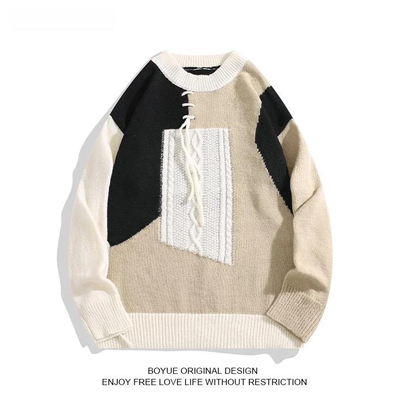 

Свитер Boyue повседневный свободного кроя ручной работы с узором из веревок, молодежный, разноцветный, вязаный, для подростков, весна-осень-зима