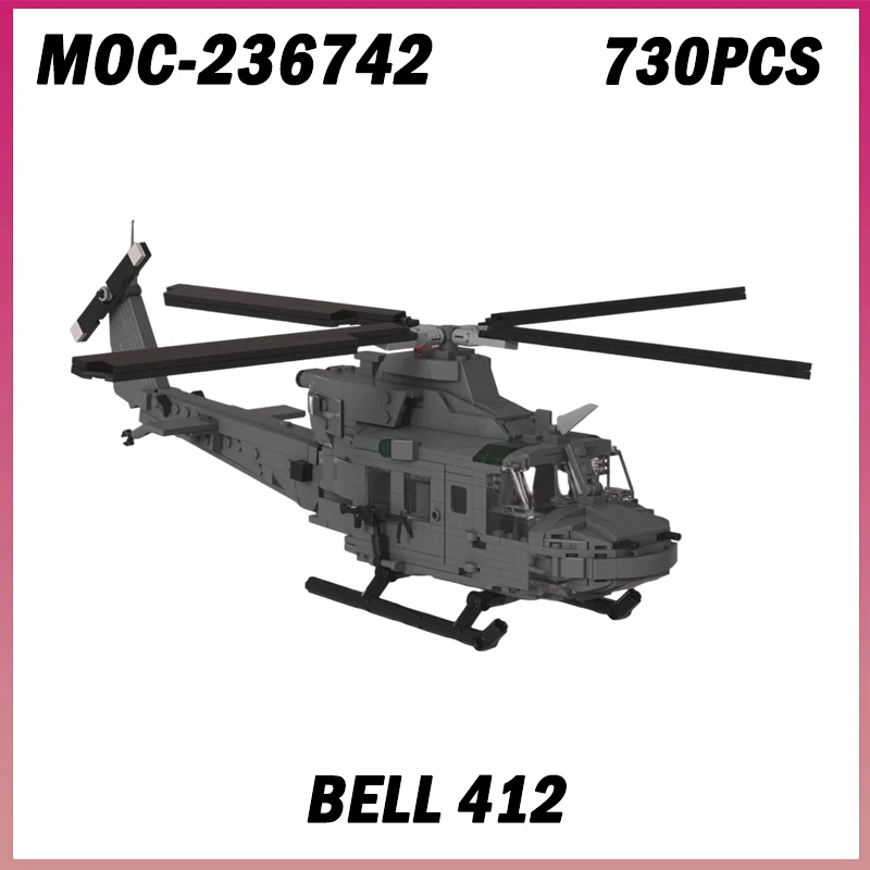

730 шт. MOC-236742 Bell 412 Международная многоцелевая модель вертолета DIY Сборка Строительные блоки Кирпичи Сборка игрушки Детский подарок