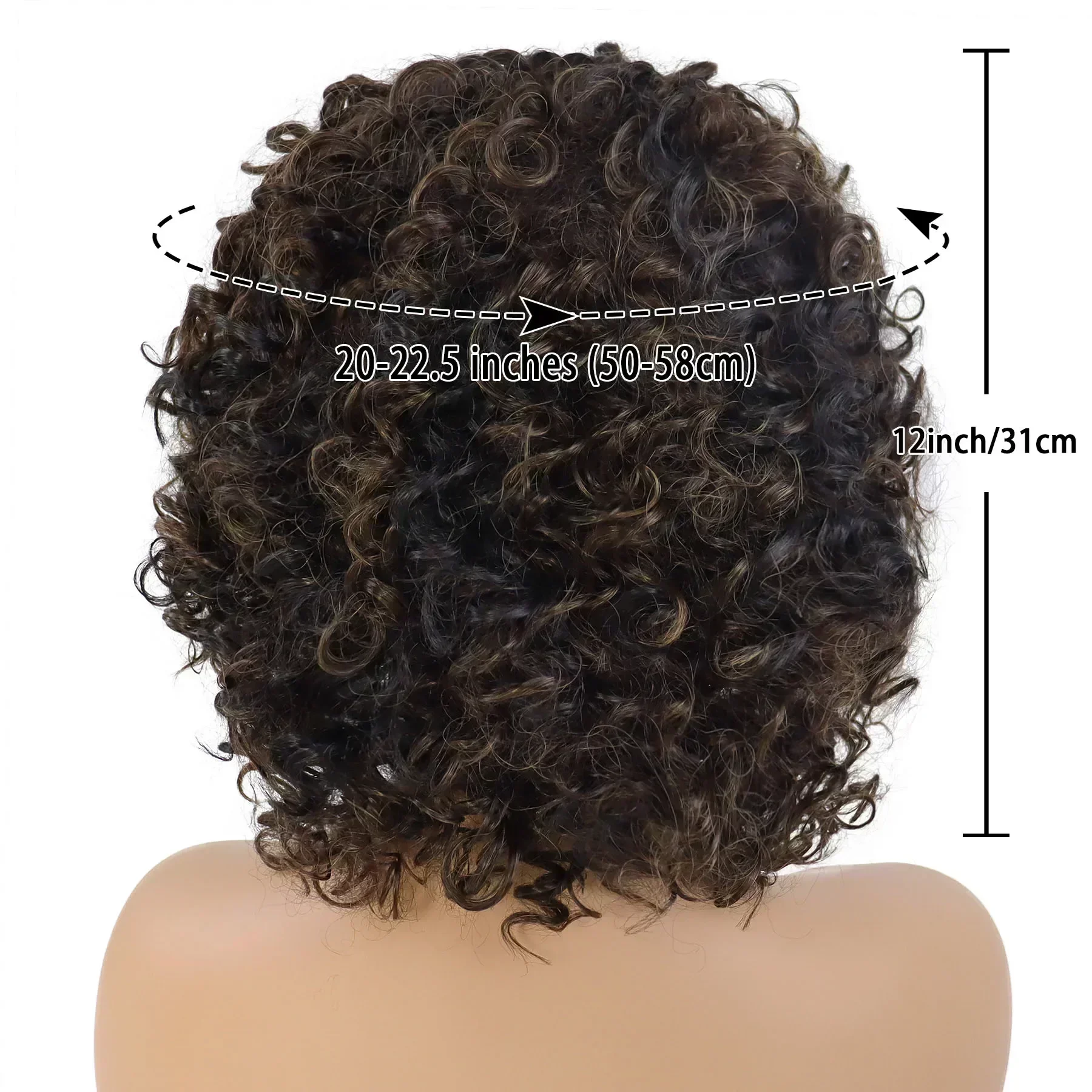 Synthetic Mixed Brown Curly Wigs for Women Short Afro Wig Natural Female Black Hair African American Wig Female Bob Wav Cur Wigs