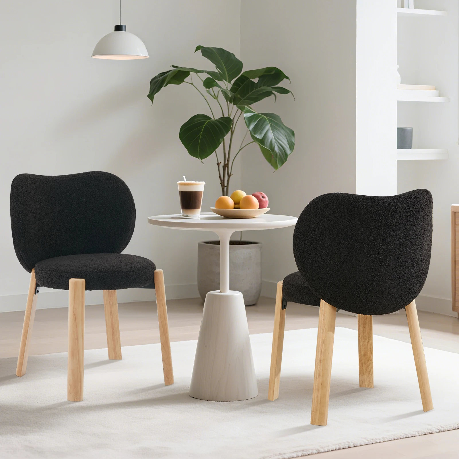 Back Lounge Chair - Mid-Century Modern Accent Seating - Stuffed Velvet Upholstery - Solid Hardwood & Metal Frame - Comfortable for Living Room, Bedroom, Home Office