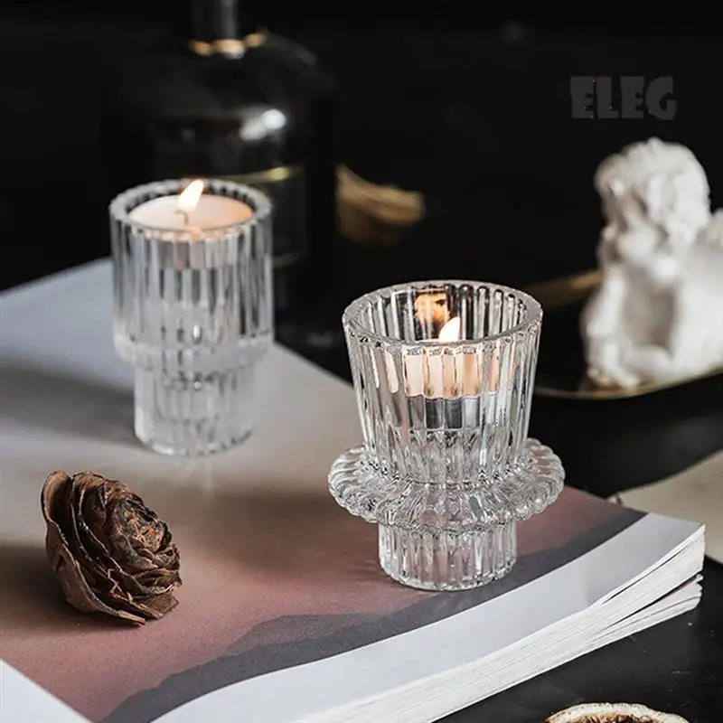 

ELEG-Candlestick Holders Set Of 6, Candle Holders For Taper Candlesticks Transparent Durable Easy Install Easy To Use