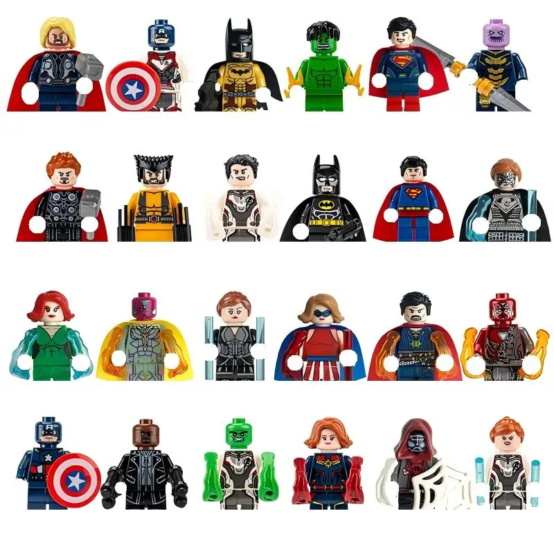 24/12/8 قطعة، مارفل خارقة الرجل الحديدي، الرجل العنكبوت، كابتن أمريكا، هدايا لعبة تجميع الأطفال، مكعبات بناء صغيرة