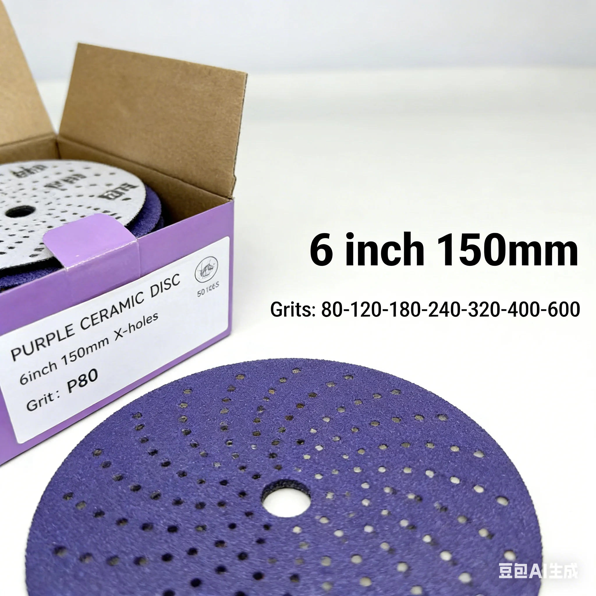 6 Inch 150mm Ceramic Sanding Discs 80-600 Grit | Cyclone Holes, Tear-Resistant Film, Strong Cutting & High Efficiency