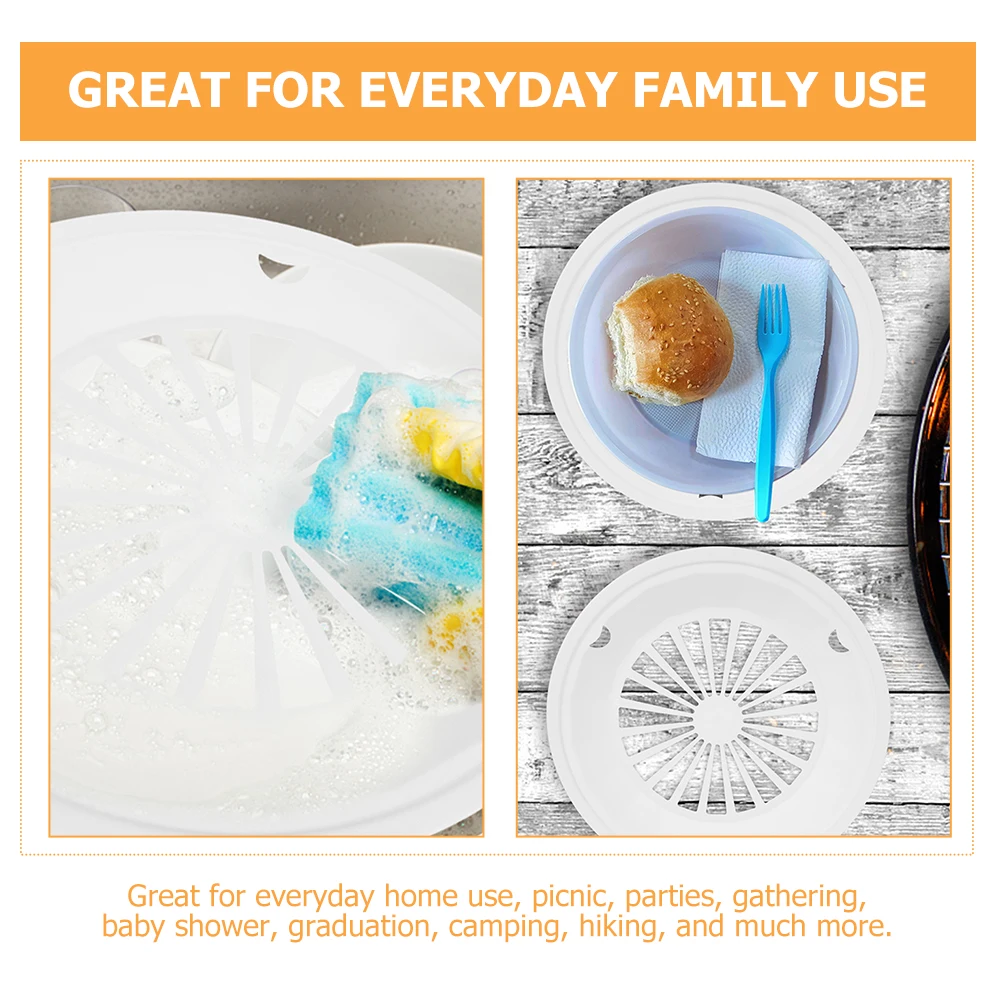 

6pcs Hollow-Out Food Plate Reusable Bbq Serving Tray For Outdoor Picnic Party Camping Grilling Kitchen Essentials Abs