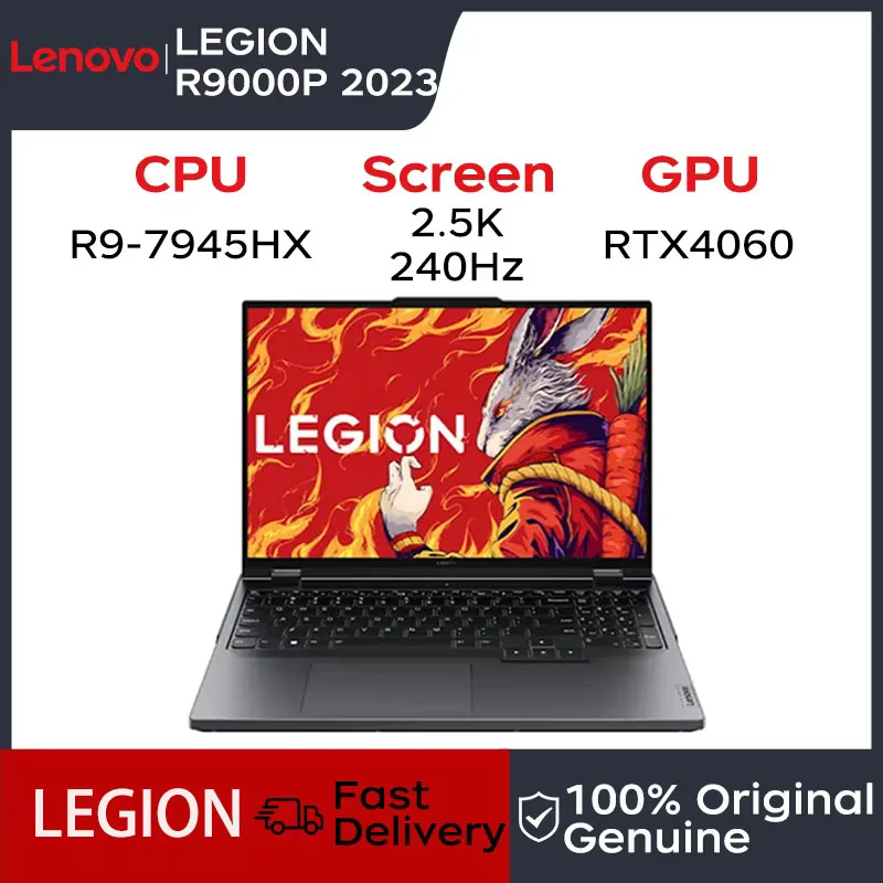 Lenovo Legion R9000P แล็ปท็อป Ryzen 9 7945HX GeForce RTX 4060 16GB 1T SSD DDR5 16 "240Hz จอแสดงผลหน้าจอคอมพิวเตอร์โน้ตบุ๊ค