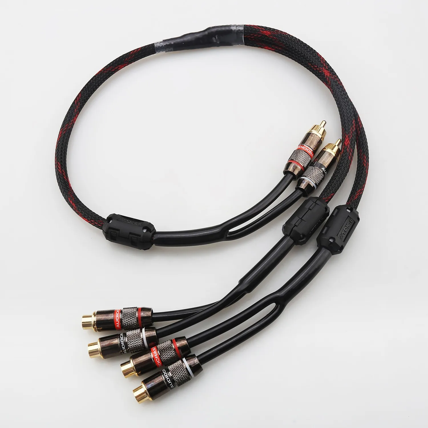 HiFi Audiophile Gold Plated RCA Y Splitter Cable 2 Male to 4 Female Stereo RCA Adapter High Fidelity Audio Interconnect Cord