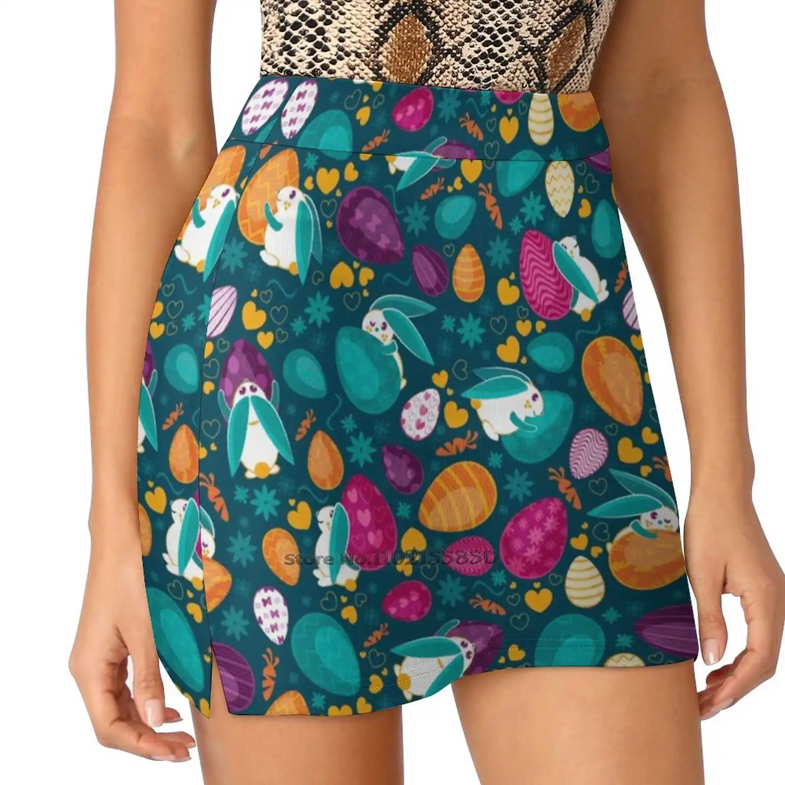 Busy Easter Bunnies 1 Women'S Fashion Sporting Skirt With Pockets Tennis Golf Running Skirts Digitalart Creative Animal Animals