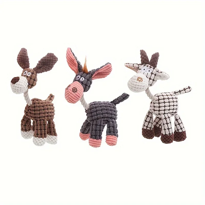 1pc Donkey Design Pet Grinding Teeth Squeaky Plush Toy, Chewing Toy For Dog Interactive Supply