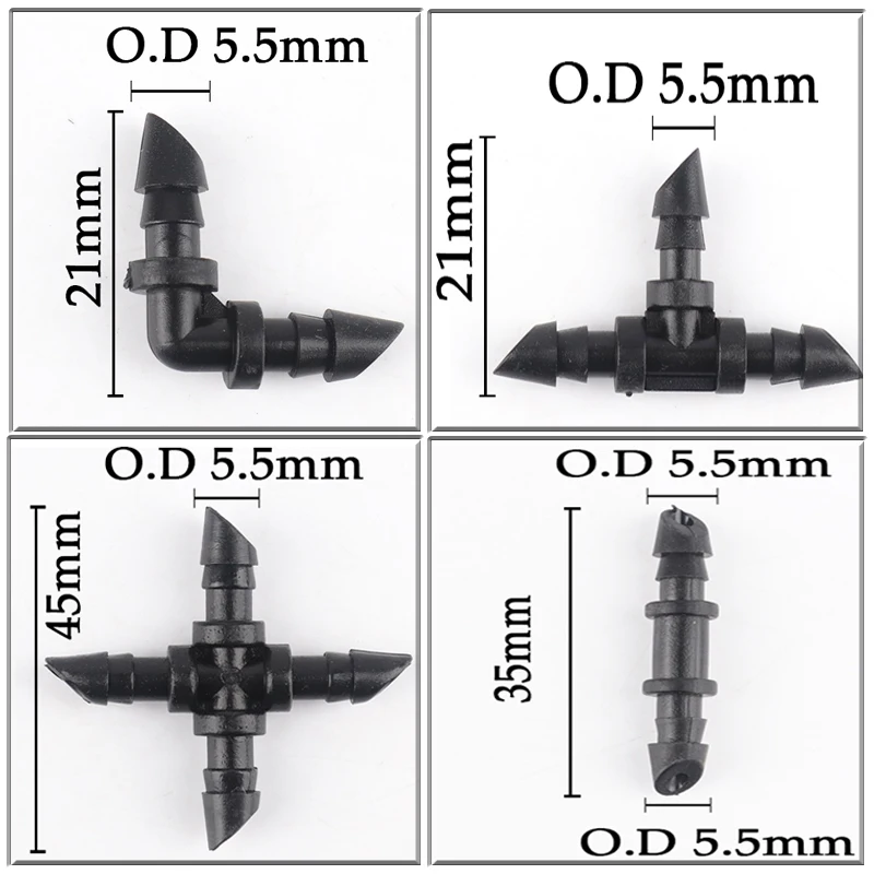 20~300Pcs 4/7mm 1/4 Inch Garden Irrigation Connectors Drip Irrigation Hose Barb Connectors Micro Drip Irrigation System Adapter