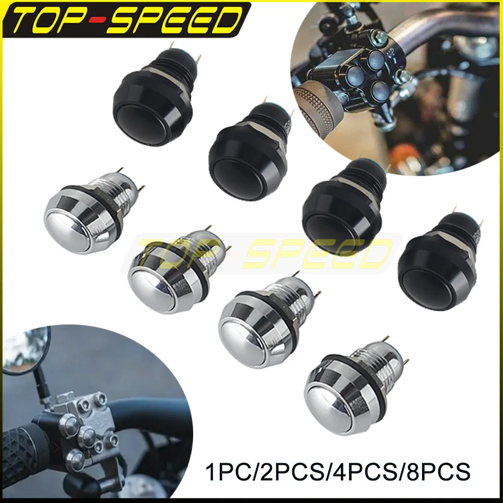 12mm Motorcycle Push Button Switch Self-locking Latching Waterproof Buttons For Honda Chopper Cruiser Dual Sport Scooters Trail