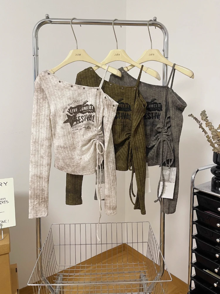 

Сексуальная женская футболка с длинным свечом и колючим дизайном, весна 2024, модная повседневная одежда, облегающий крой из полиэстера