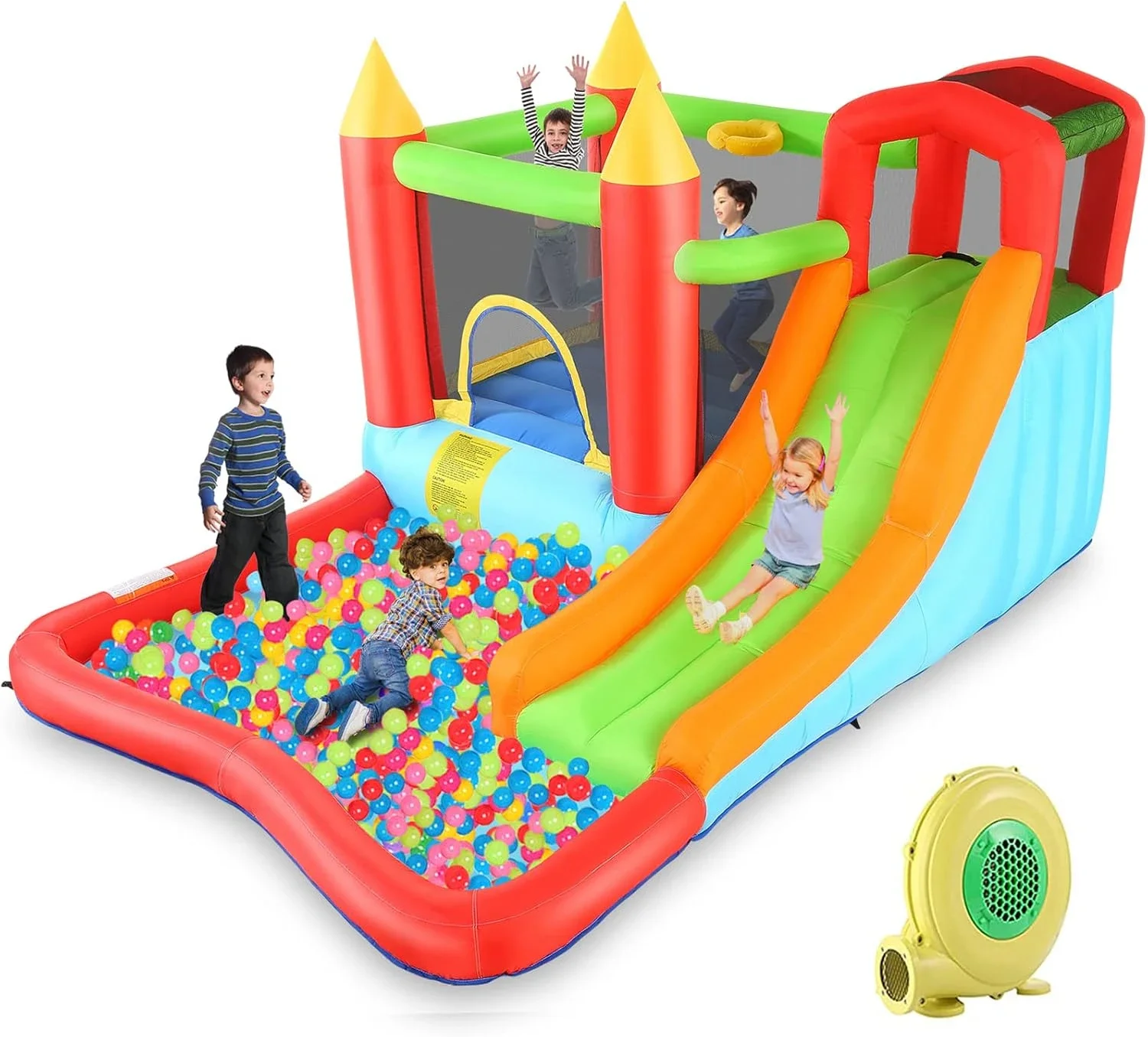 

Bounce House, надувной Bounce Castle с воздуходувкой для детей 3-12, надувной дом на открытом воздухе/в помещении, аквапарк для заднего двора