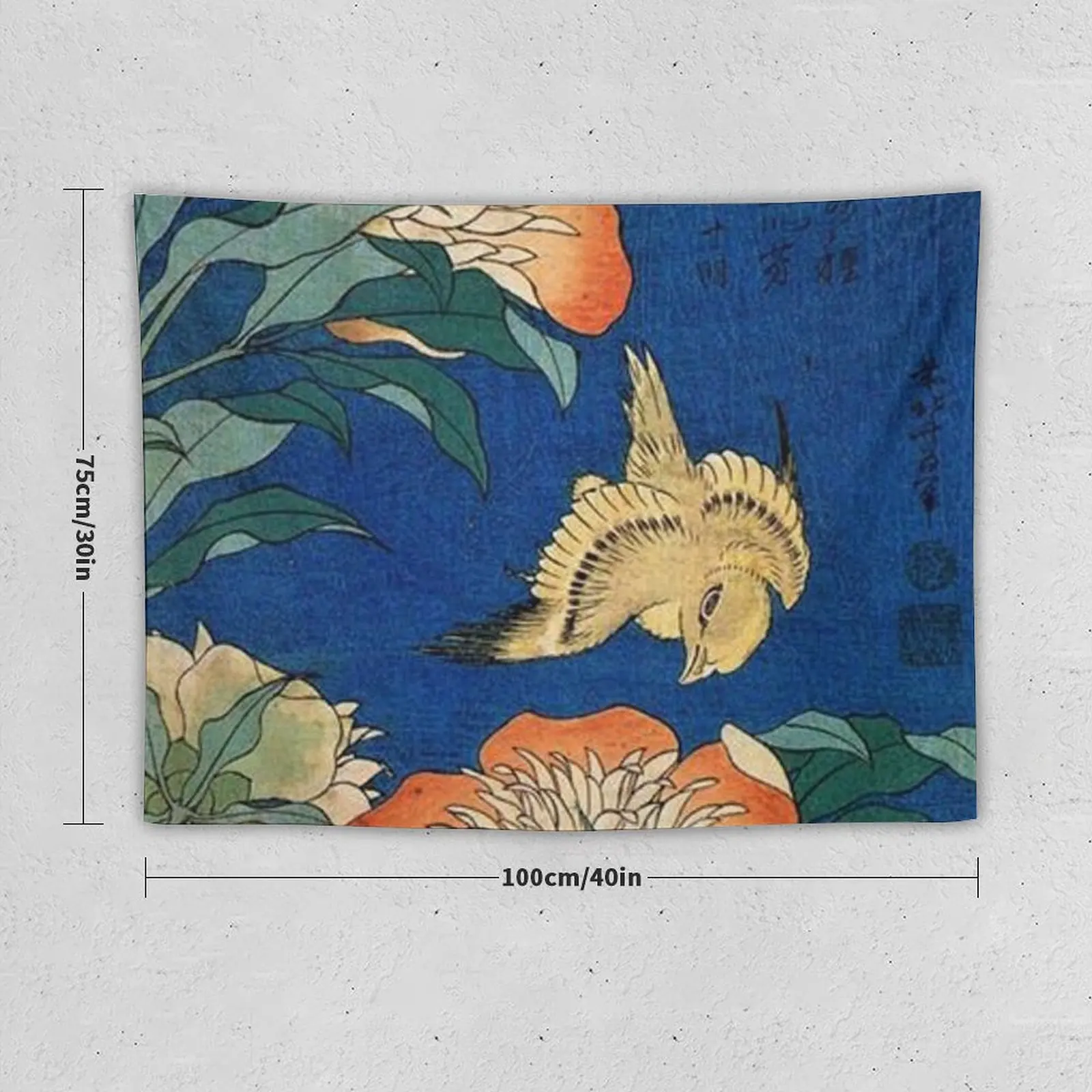 Canary & Peony - Japanese art by Katsushika Hokusai Tapestry Decoration For Bedroom Wall Hanging Tapestry