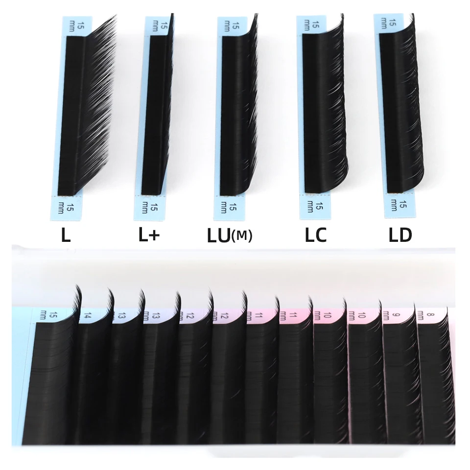 

RUJADE L+ LC LD LU M Curl Faux Mink L Eyelashes Handmade Korean Pbt Matte Black Soft L Individual Eyelash Extension Makeup Cilio