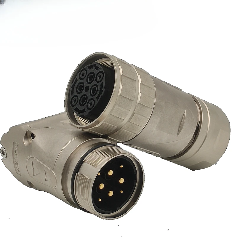 pin male female straight & right angle field wiring Shielding M40 connector for heavy current mechanical equipment