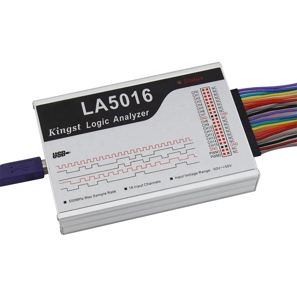 New LA5016 USB Logic Analyzer 16Channels 500M Max Sample Rate 10B Samples  Debug Tool with English Software