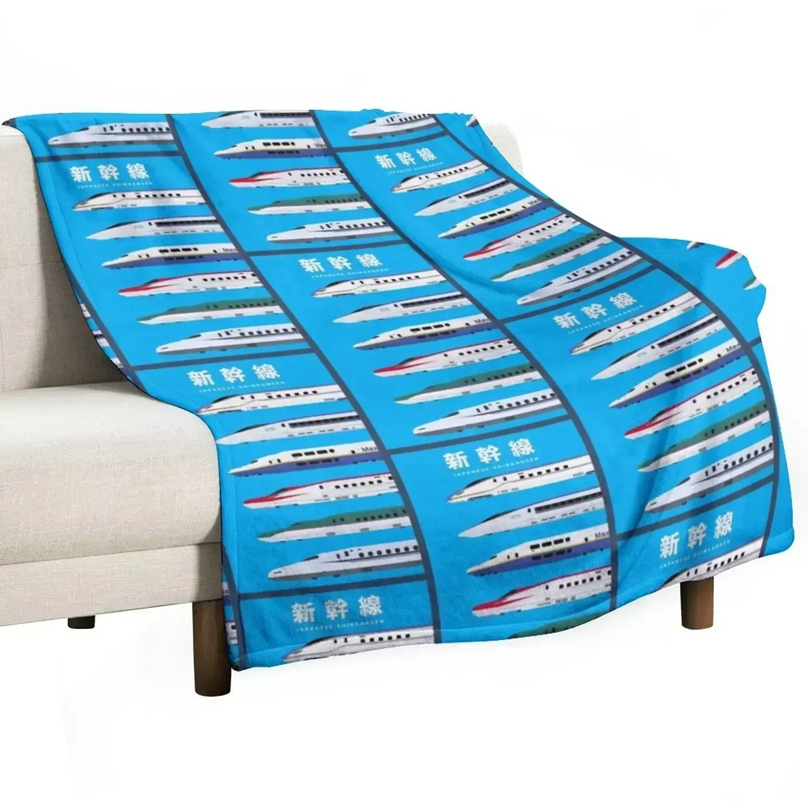 

Japanese Shinkansen Bullet Trains - Side View Throw Blanket Comforter Plaid on the sofa heavy to sleep Blankets
