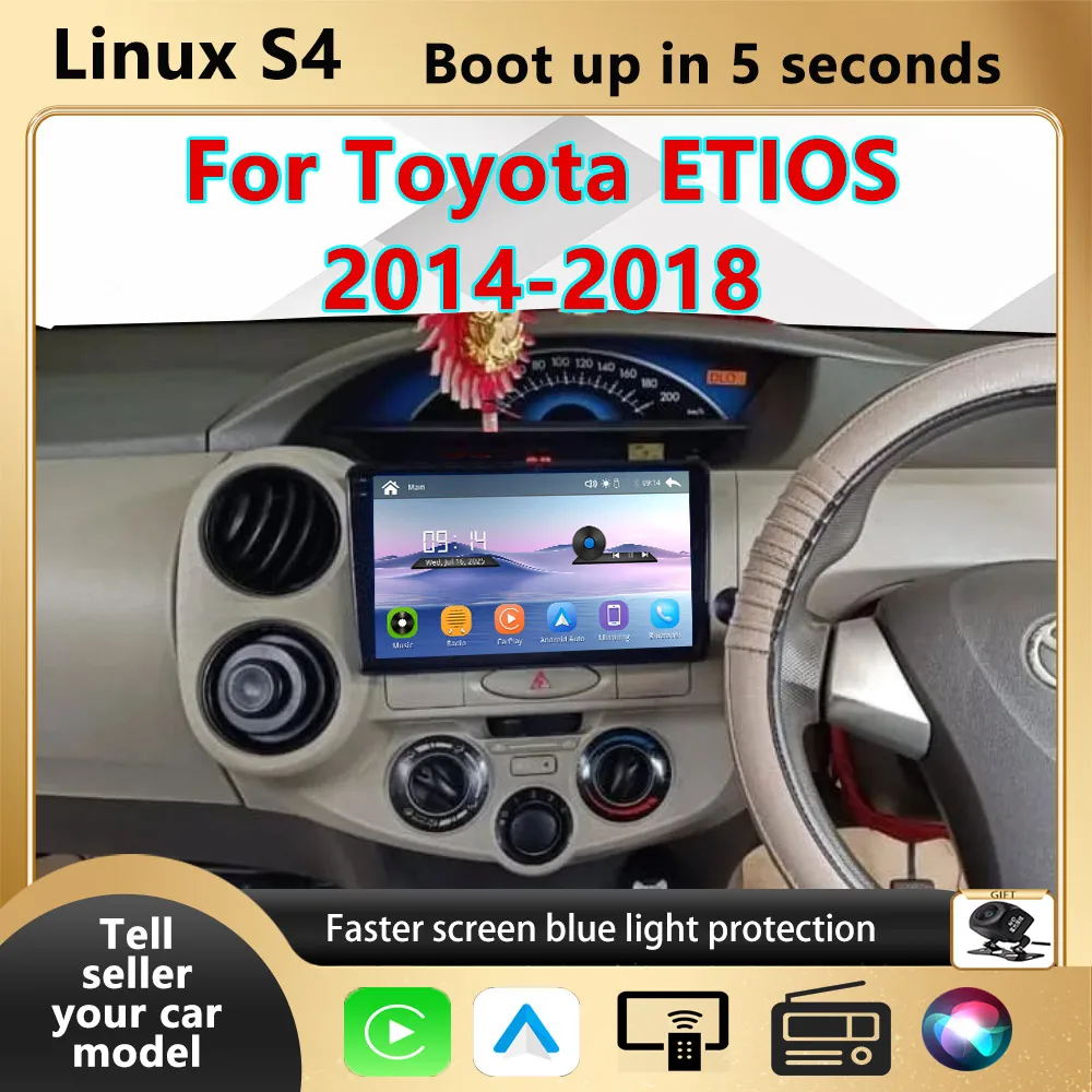 UpgradeFor Toyota ETIOS 2014-2018 Wireless Carplay Car Multimedia Player Modify HD Touch Screen Android Auto Car Play navigation