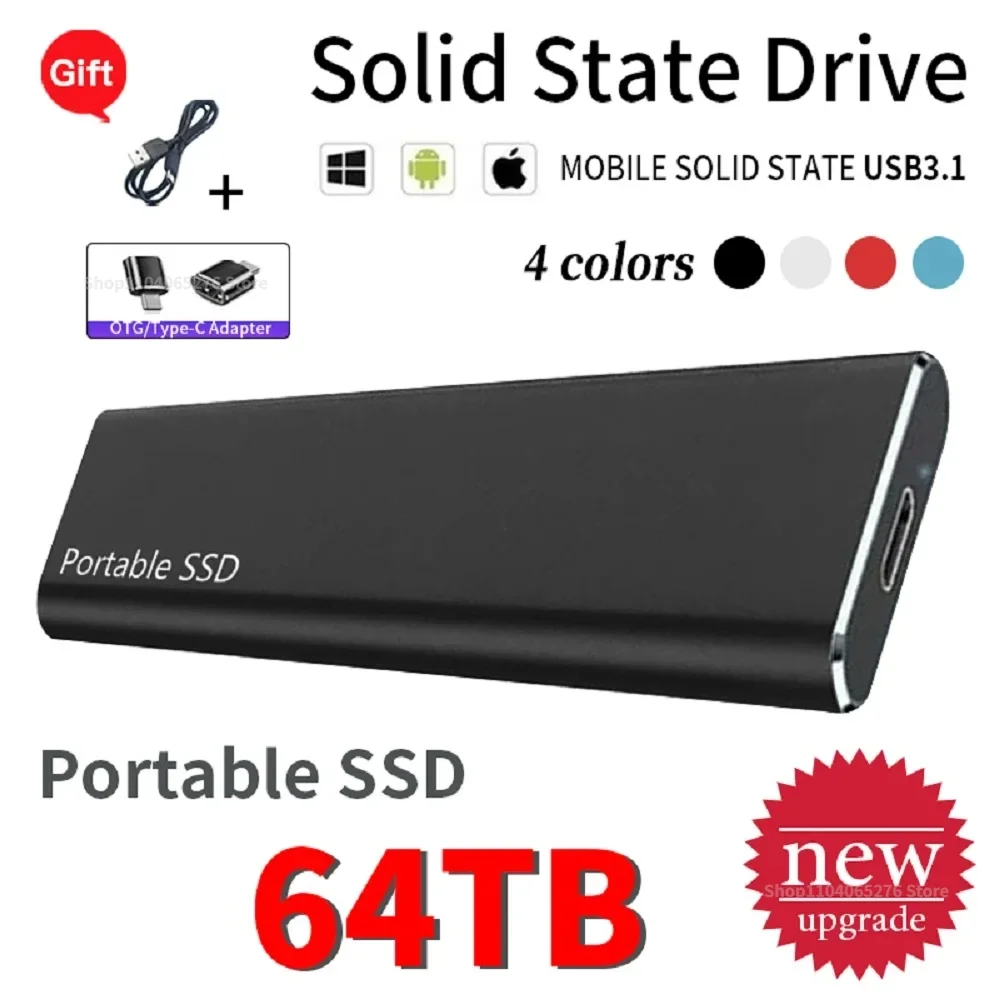 

New 1TB Portable SSD USB 3.1 High-speed External Hard Disk 500GB Mobile Solid State Drive Type-C for Notebook Laptop Mac