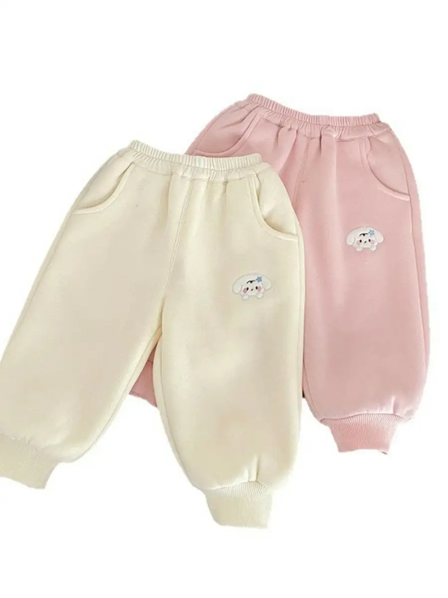 Pantaloni Invernali per Bambini Thiened Fce, Nuova Versione Coreana per Ragazze, in Velluto di Agnello con Cartoni Animati, Casual con Risvolto