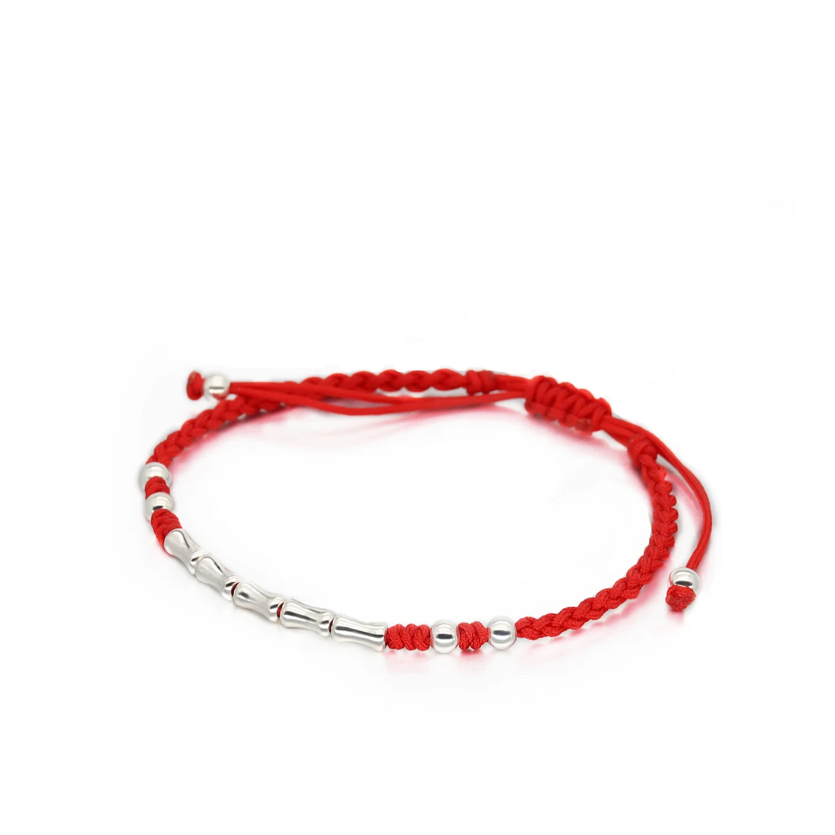 22cm Red Thread For Hand 925 Sterling Silver Bracelet Women Red Rope Thread Bracelets For Women Silver 925 Tube Bamboo Joint