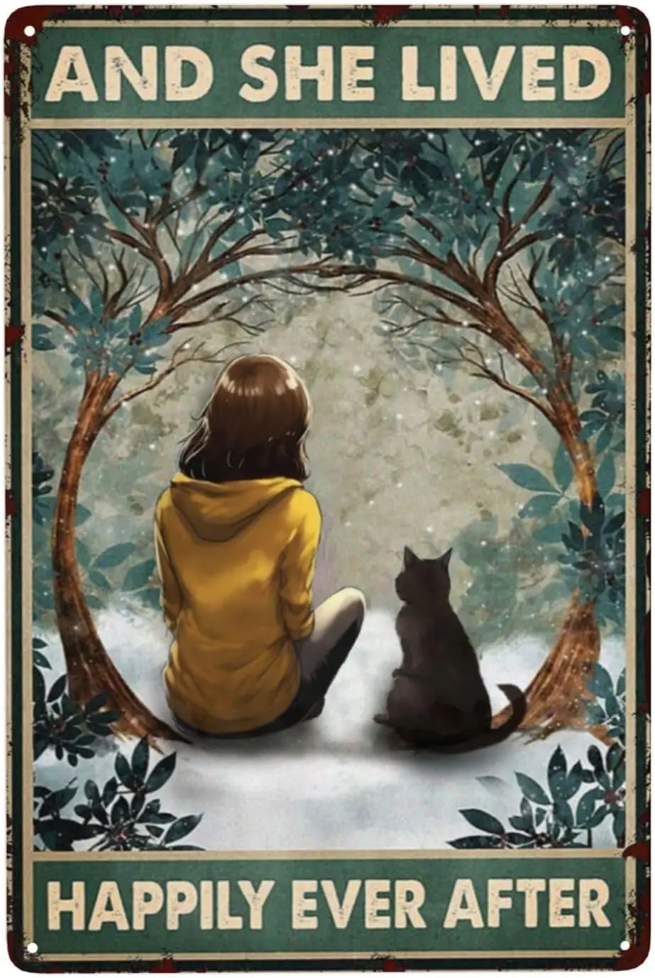 ZHIQUN Rainbow Cat Tin Sign 8X12IN - 