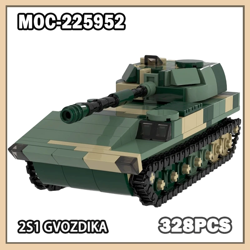 

MOC-225952 Military War Series 2S1 Gvozdika Building Block Model Brick Soldier Corps Army Customize Set Creative Gifts 328PCS