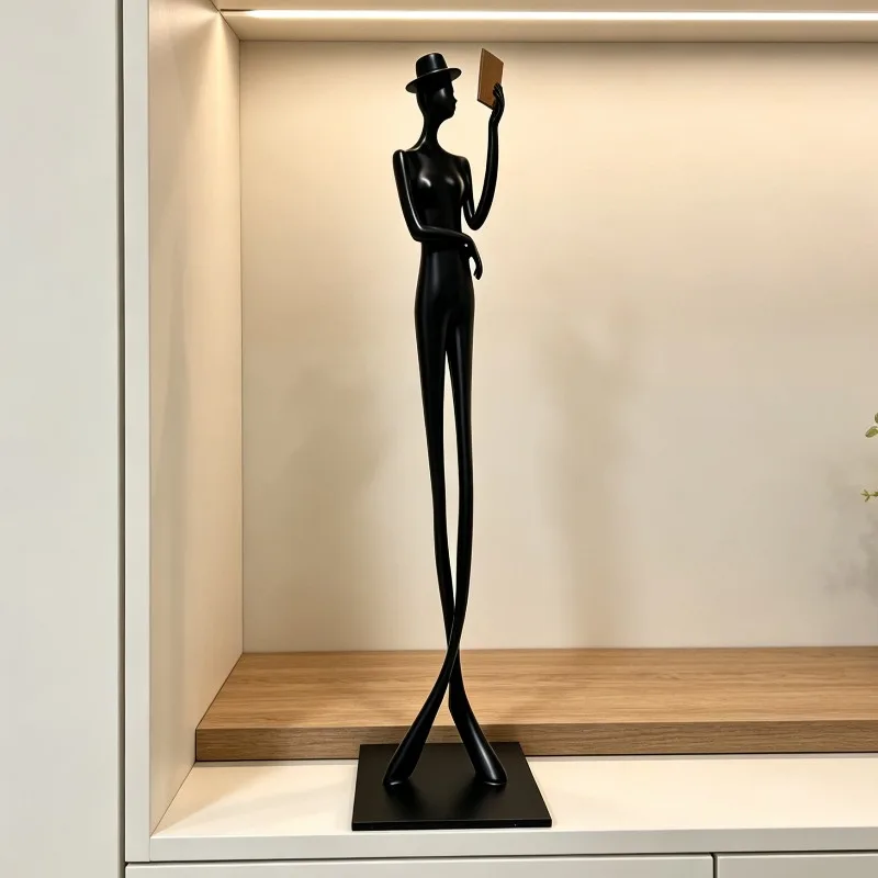 Abstract Figure Sculpture Metal Figurines Living Room Decor Black Ornaments Home Entryway Cabinet Luxury Decoration Statue Gift